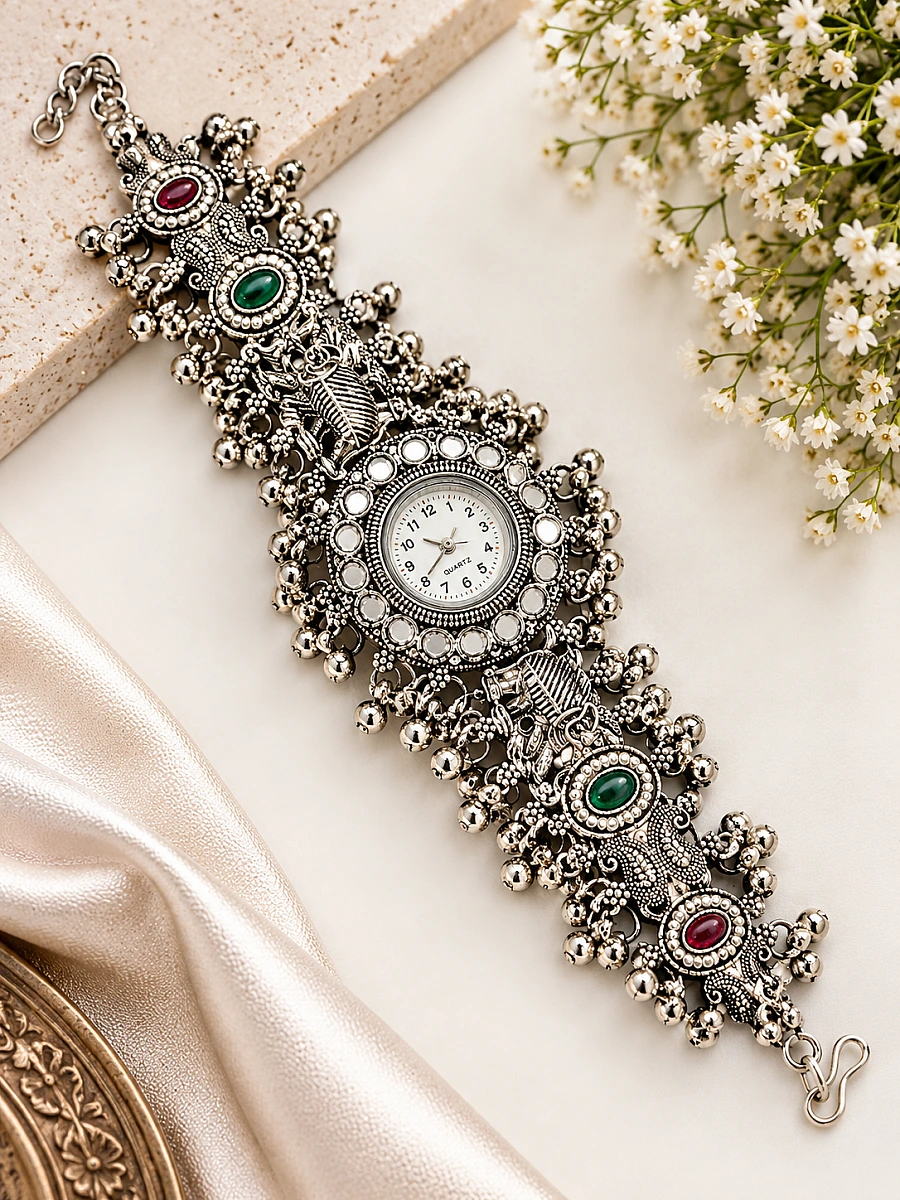 Oxidised Silver Watch