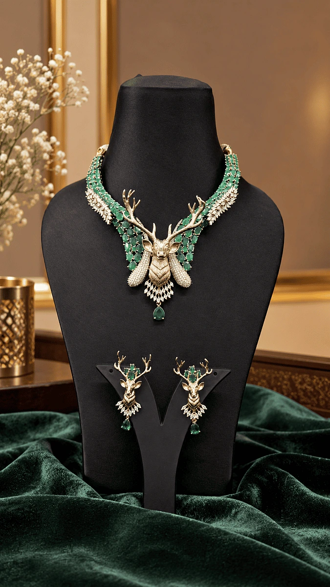 Deer Moissanite Necklace Set
