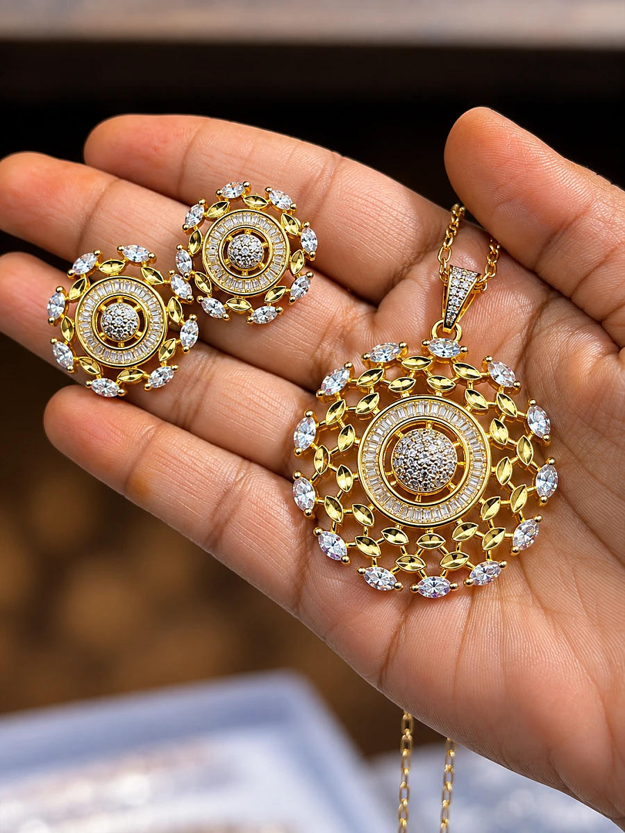 AD Pendant Set – Elegant Designer Pendant Jewellery