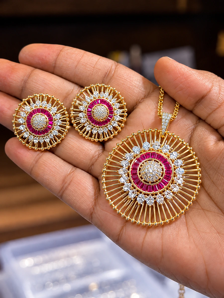 AD Pendant Set – Elegant Designer Pendant Jewellery