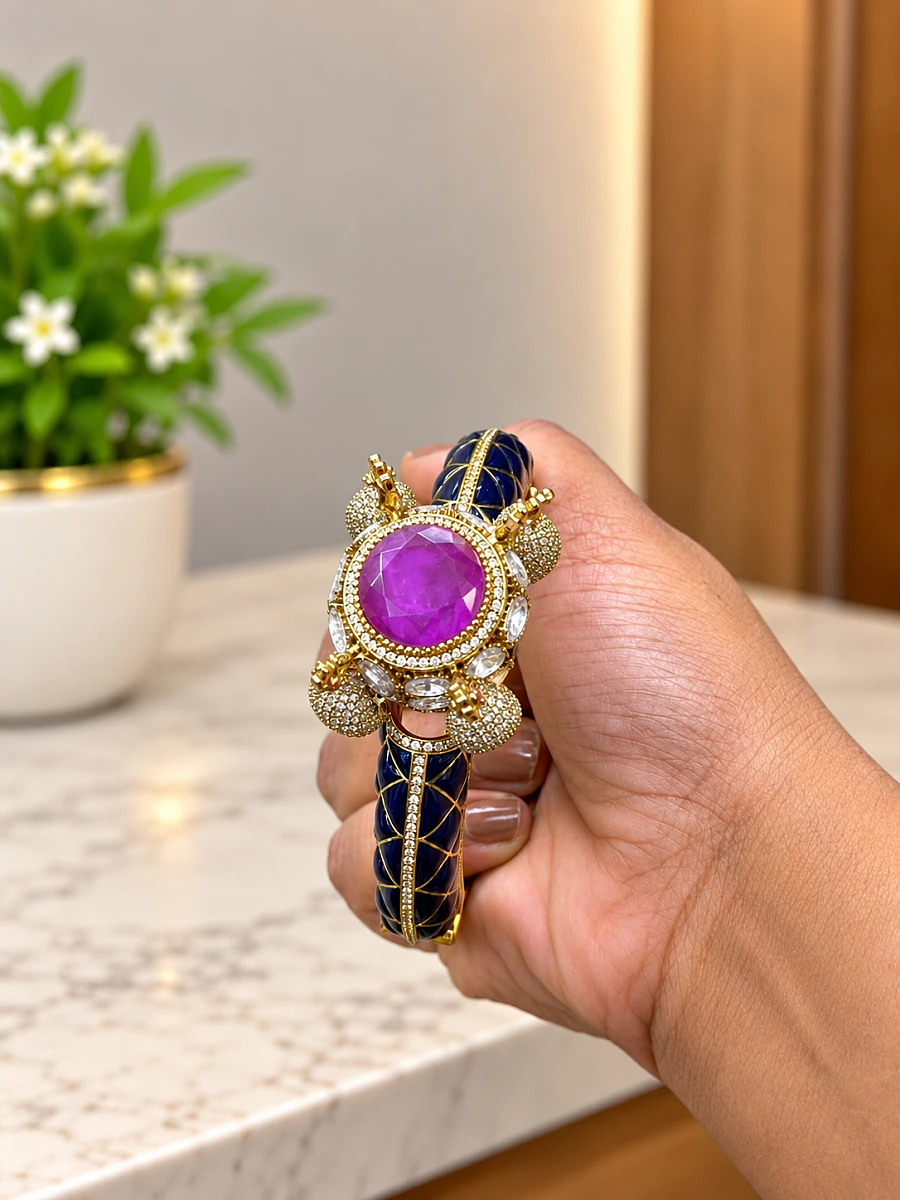 Premium Mossanite Morni Designer Openable Kada Bracelet for Women - Image 5