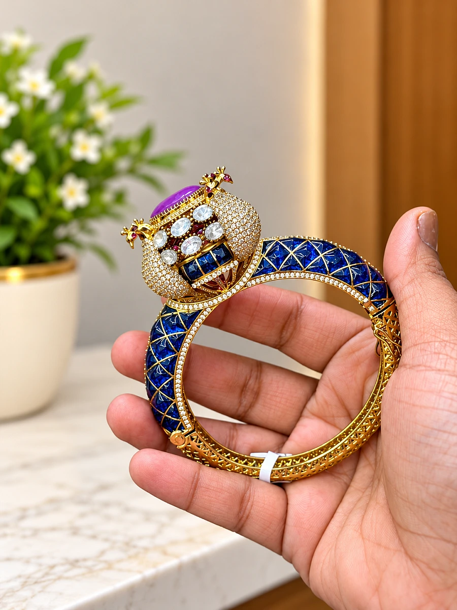 Premium Mossanite Morni Designer Openable Kada Bracelet for Women - Image 3
