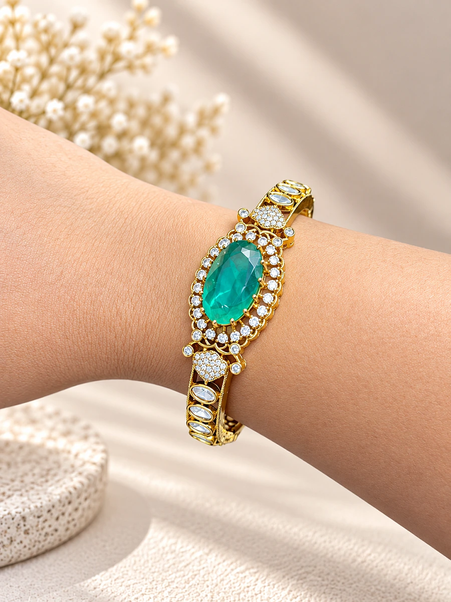 Mossainite Sleek Bracelet with Doublet Stone - Image 2
