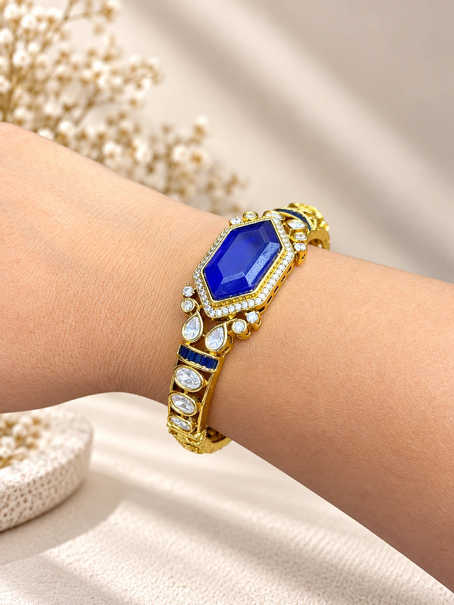 Mossainite Kundan Bracelet with Doublet Stone - Image 2