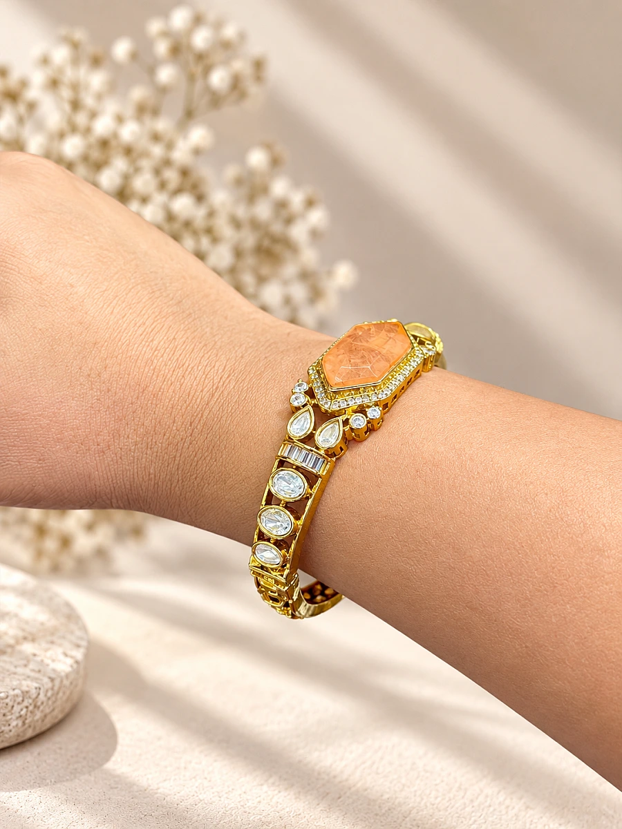 Mossainite Kundan Bracelet with Doublet Stone - Image 5