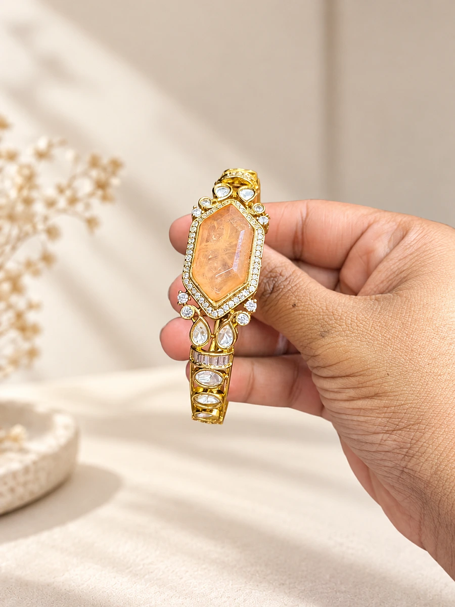 Mossainite Kundan Bracelet with Doublet Stone - Image 7