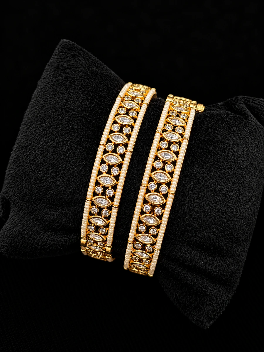 Premium Polki Kundan Bangles with Original Polki Stones