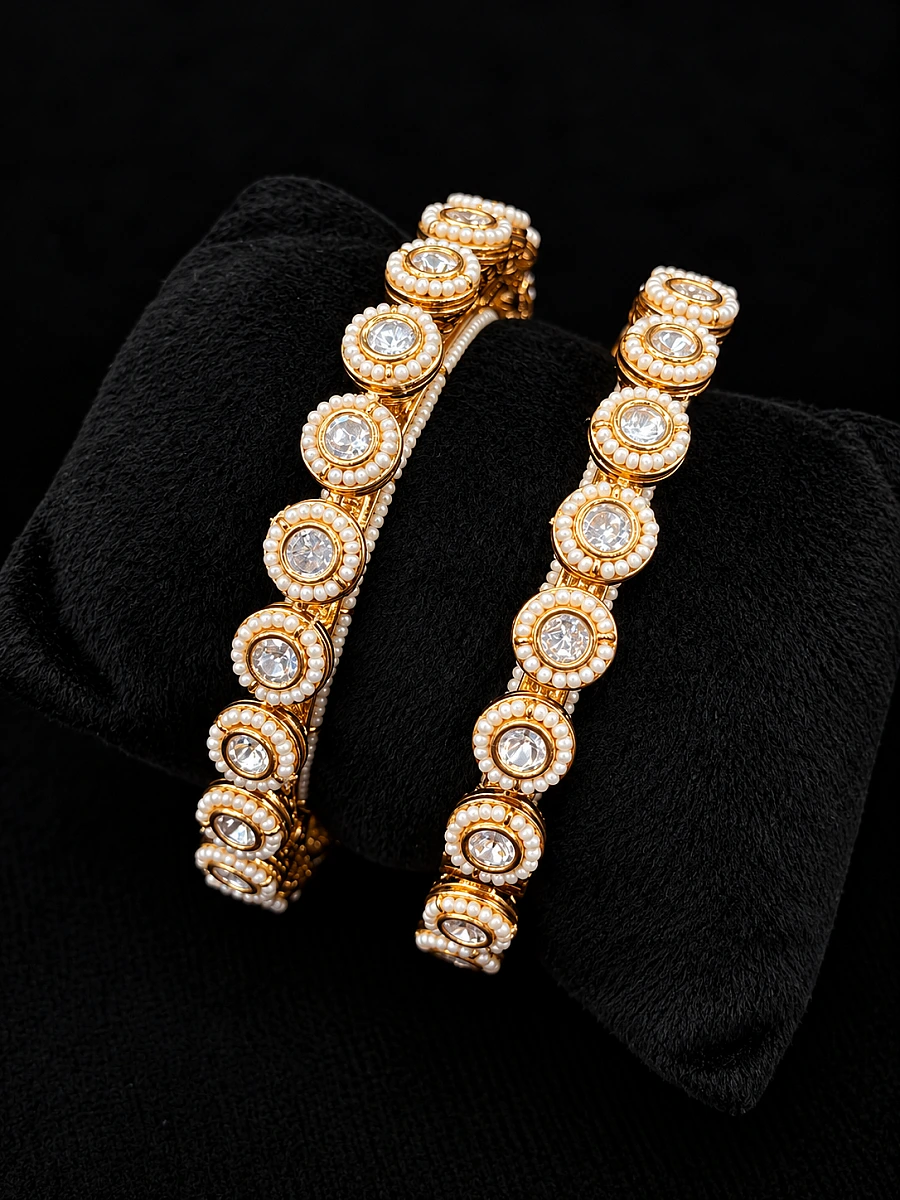 Premium Polki Kundan Bangles with Original Polki Stones
