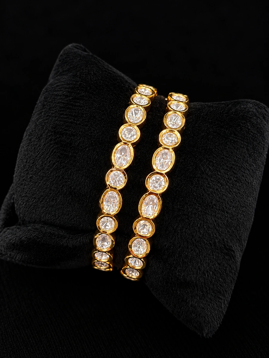 Premium Polki Kundan Bangles with Original Polki Stones