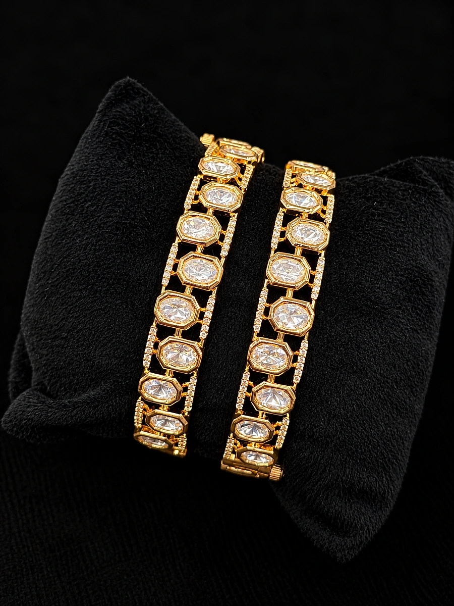 Premium Polki Kundan Bangles with Original Polki Stones