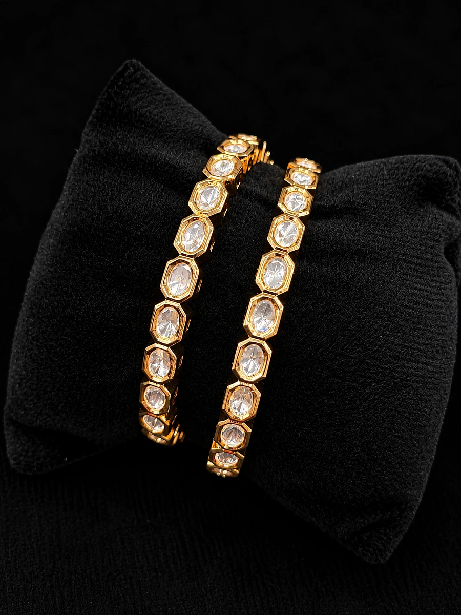 Premium Polki Kundan Bangles with Original Polki Stones