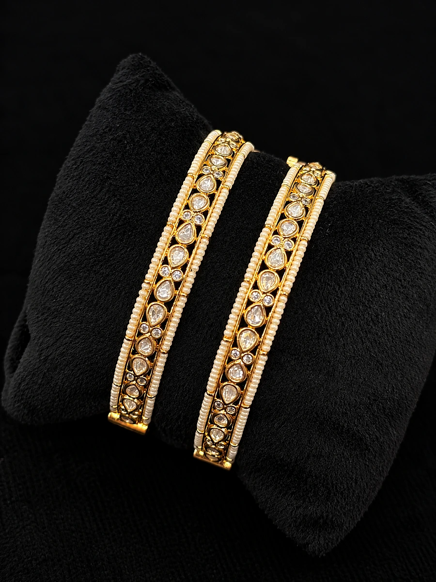 Premium Polki Kundan Bangles with Original Polki Stones