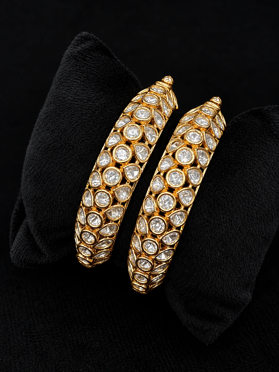 Premium Polki Kundan Bangles with Original Polki Stones