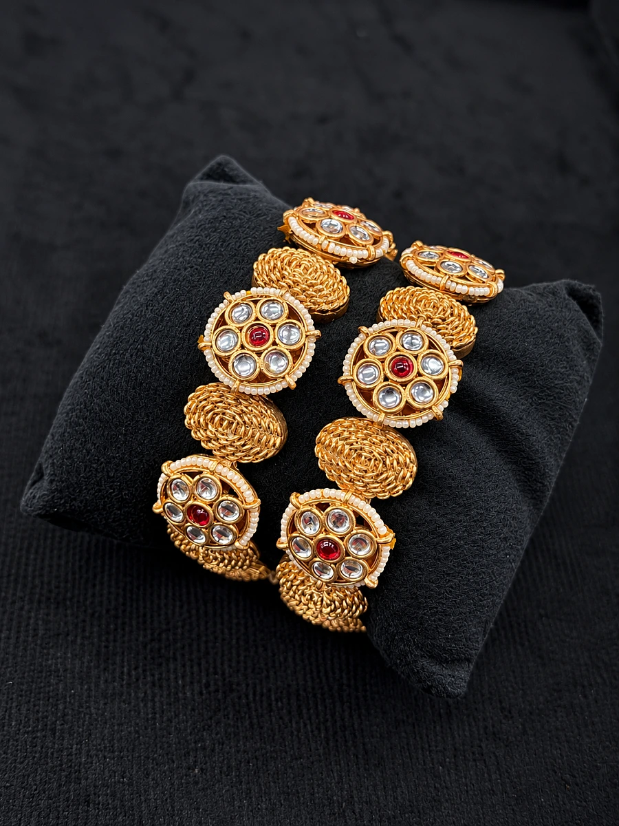 Rajwadi Gold Look-Alike Openable Bangles – Brass Alloy Traditional Jewellery