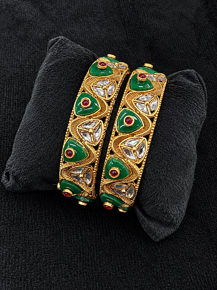 Rajwadi Gold Look-Alike Openable Bangles – Brass Alloy Traditional Jewellery
