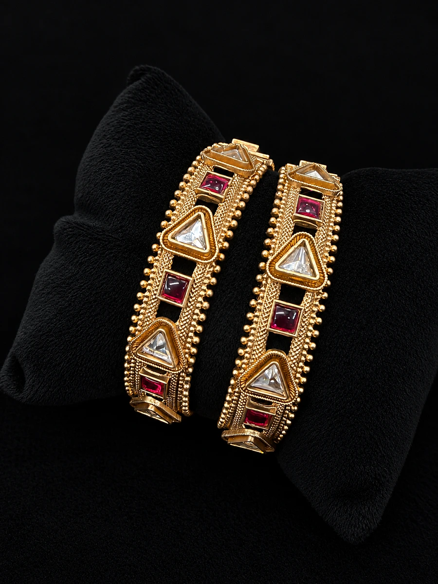 Rajwadi Gold Look-Alike Openable Bangles – Brass Alloy Traditional Jewellery
