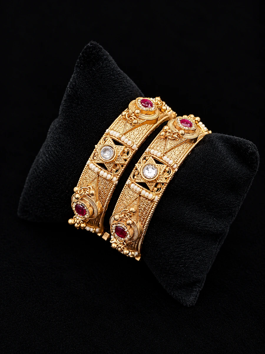 Rajwadi Gold Look-Alike Openable Bangles – Brass Alloy Traditional Jewellery