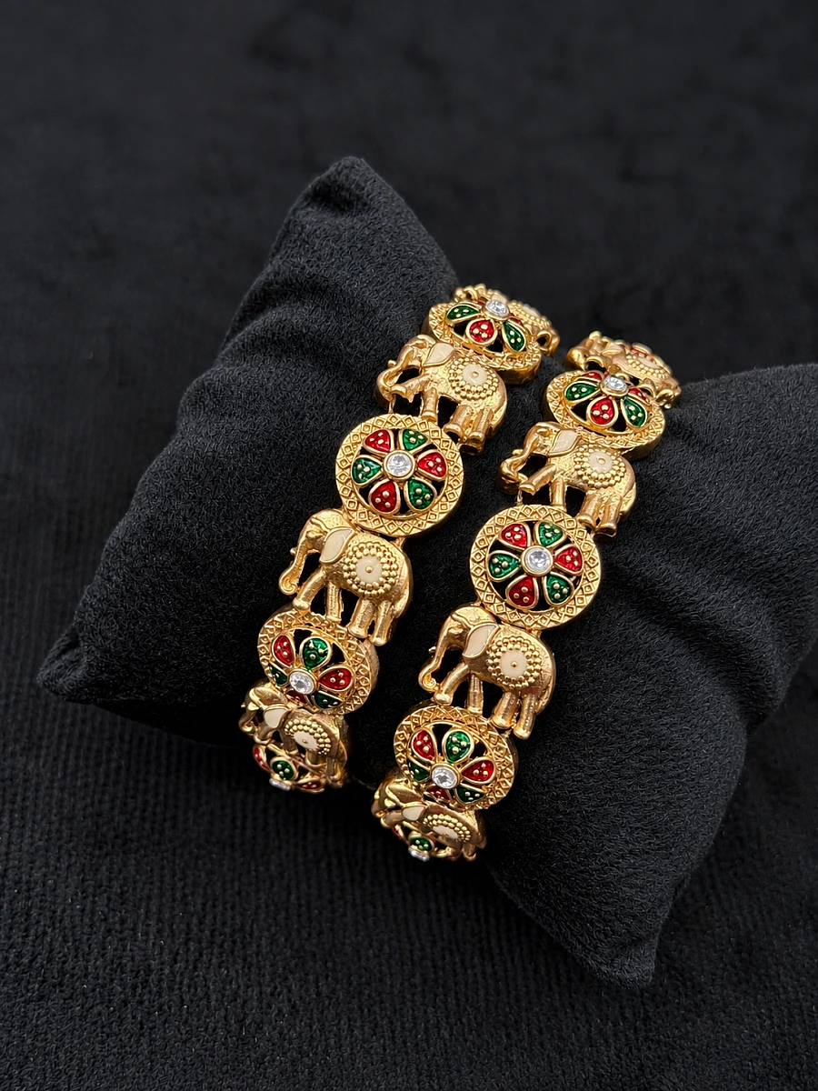 Rajwadi Gold Look-Alike Openable Bangles – Brass Alloy Traditional Jewellery