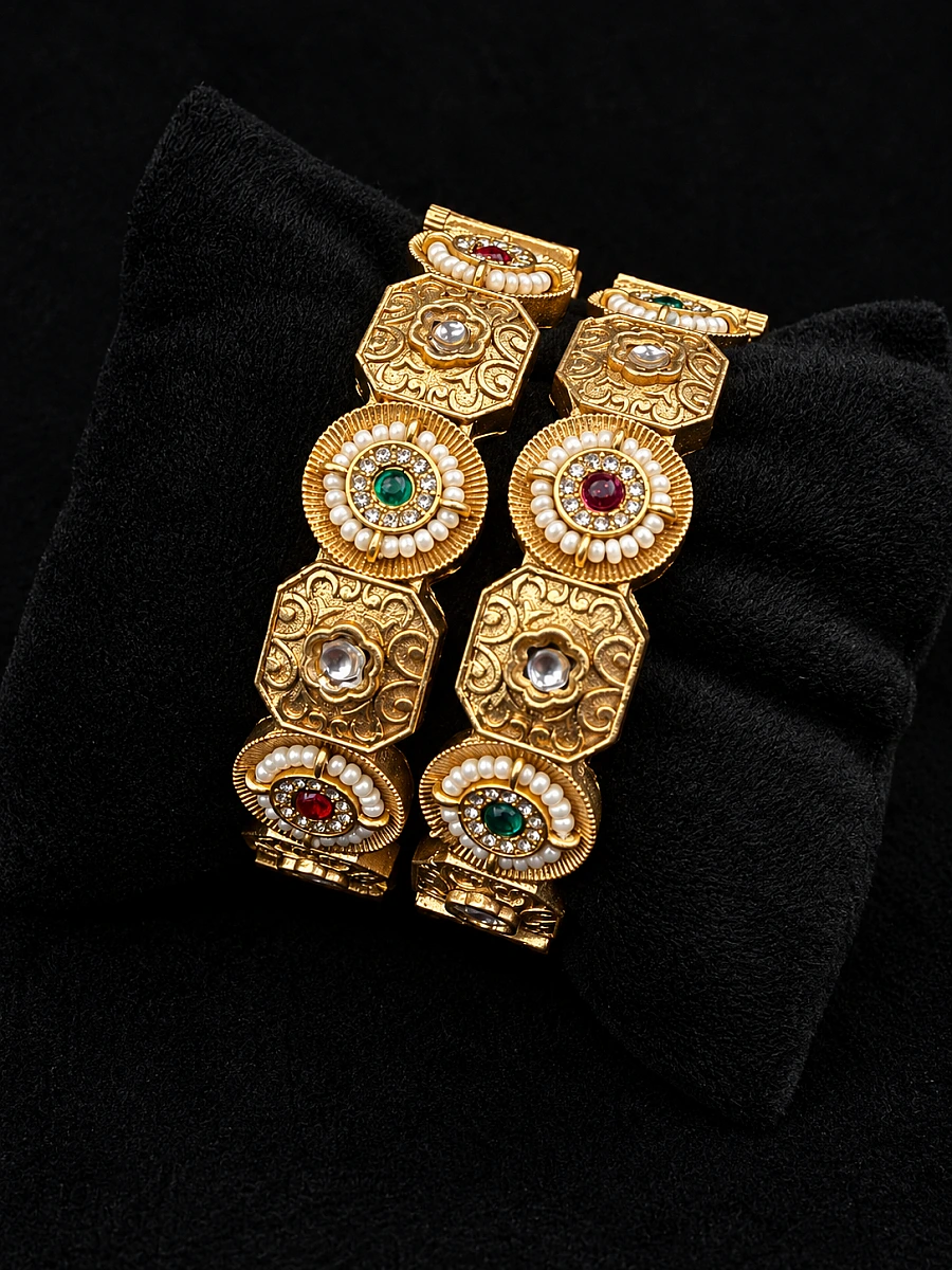 Rajwadi Gold Look-Alike Openable Bangles – Brass Alloy Traditional Jewellery
