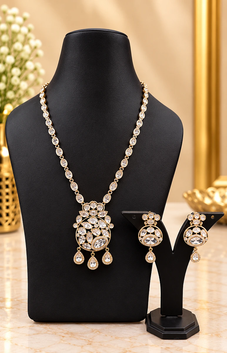 Premium Polki Necklace Set with Elegant Traditional Design