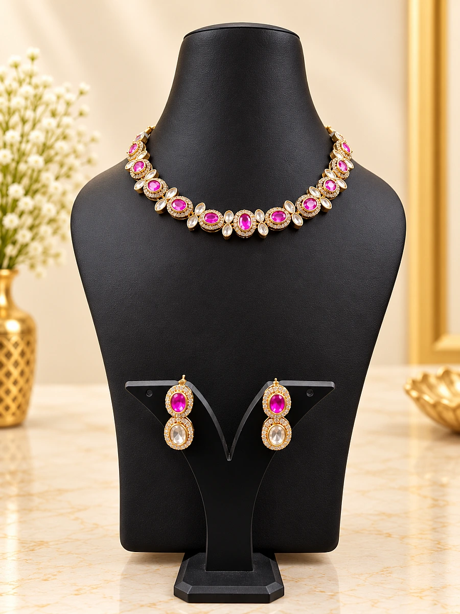 Premium Polki Necklace Set with Elegant Traditional Design