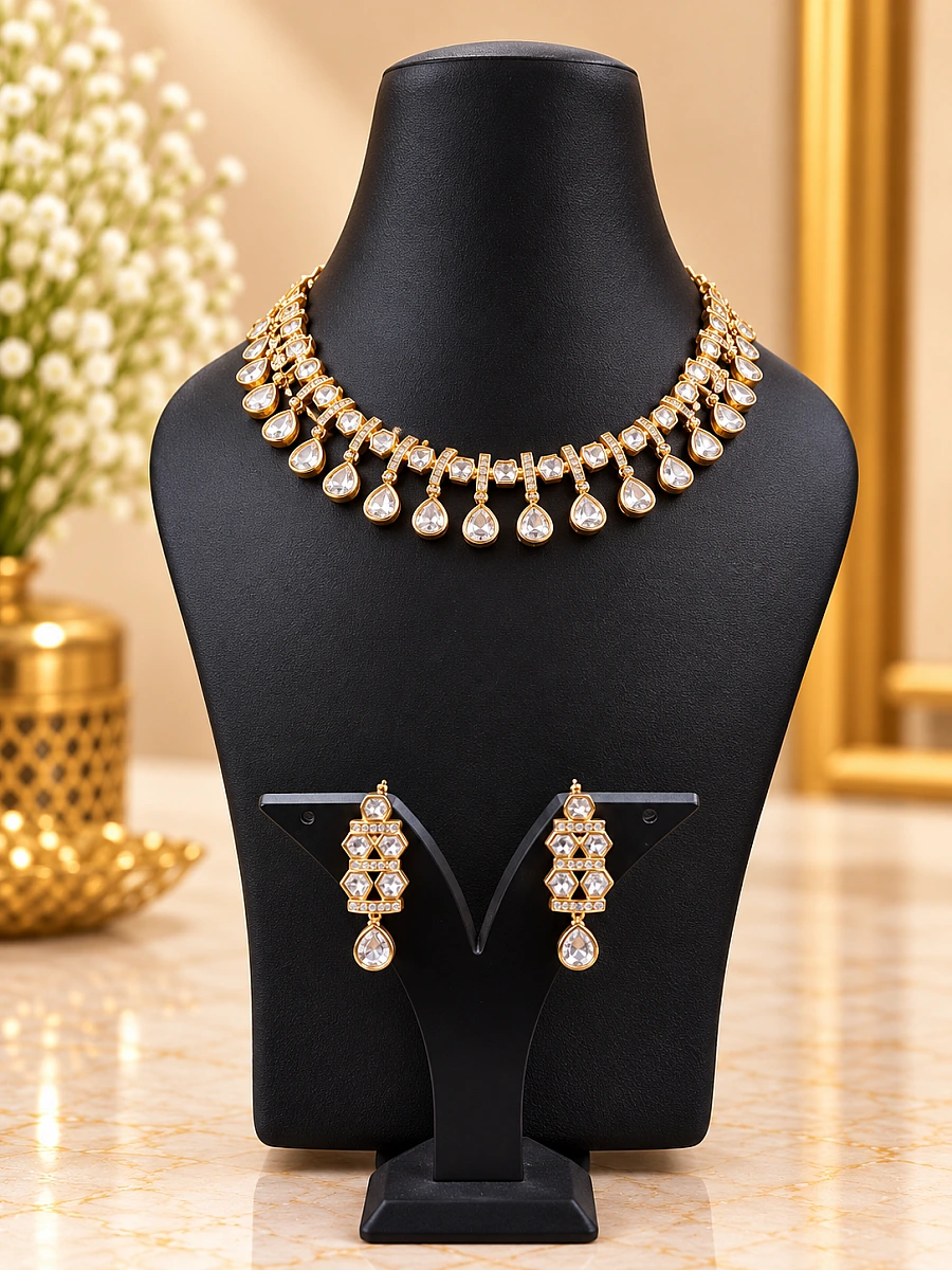 Premium Polki Necklace Set with Elegant Traditional Design