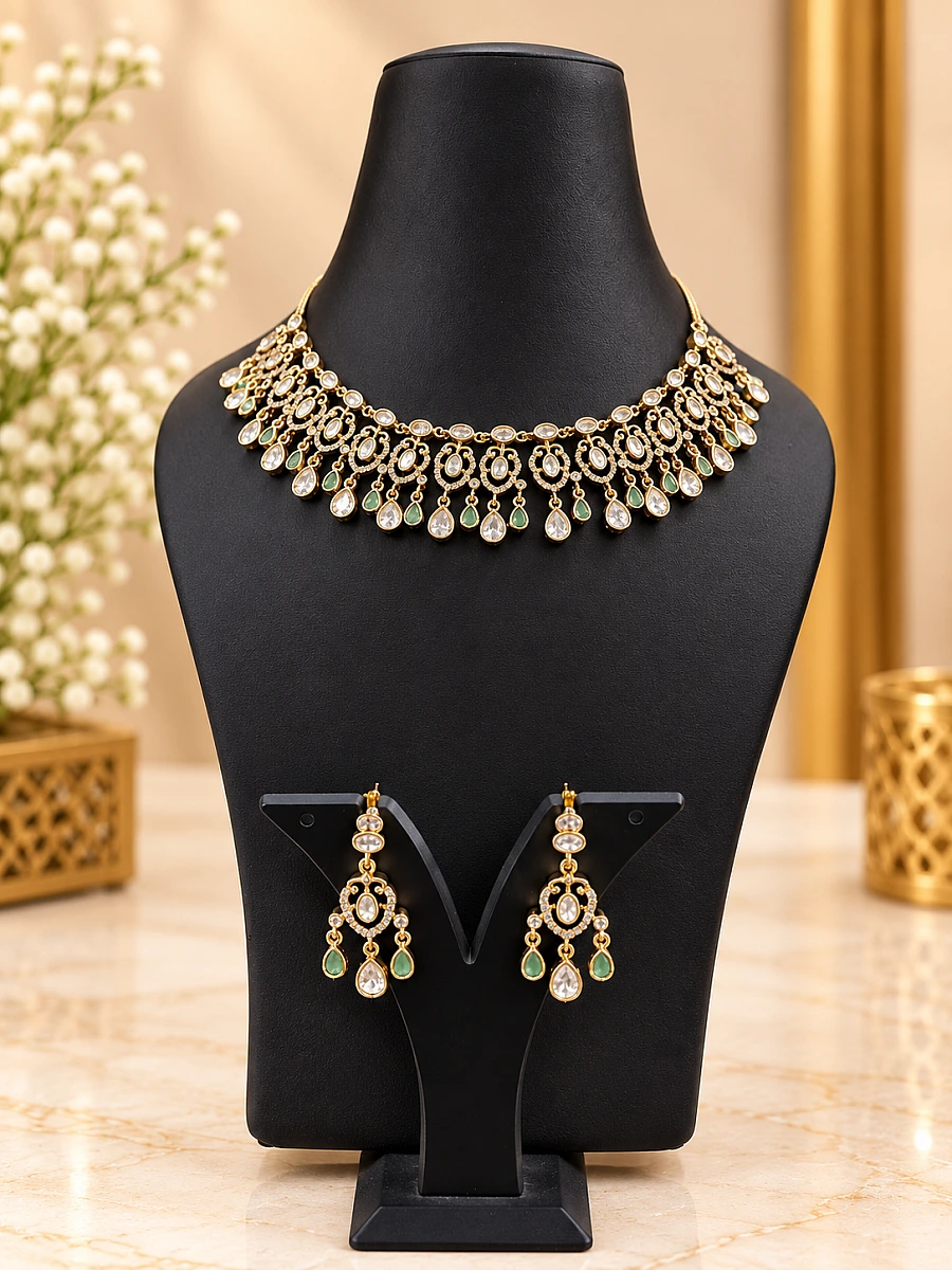 Premium Polki Necklace Set with Elegant Traditional Design