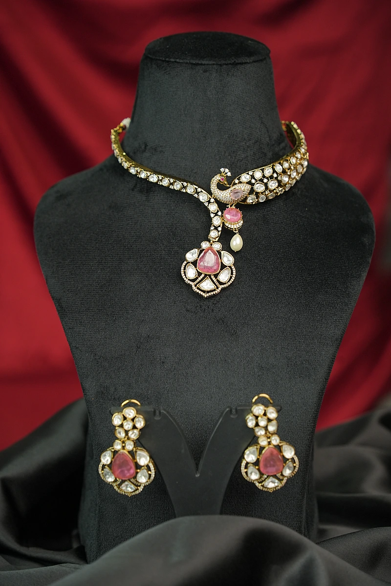 Elegant Moissanite Necklace Set with Matching Earrings