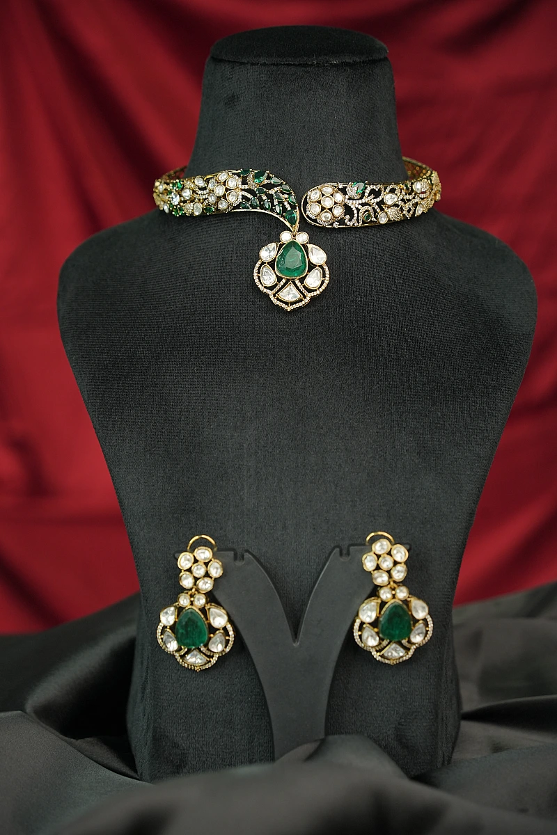 Elegant Moissanite Necklace Set with Matching Earrings