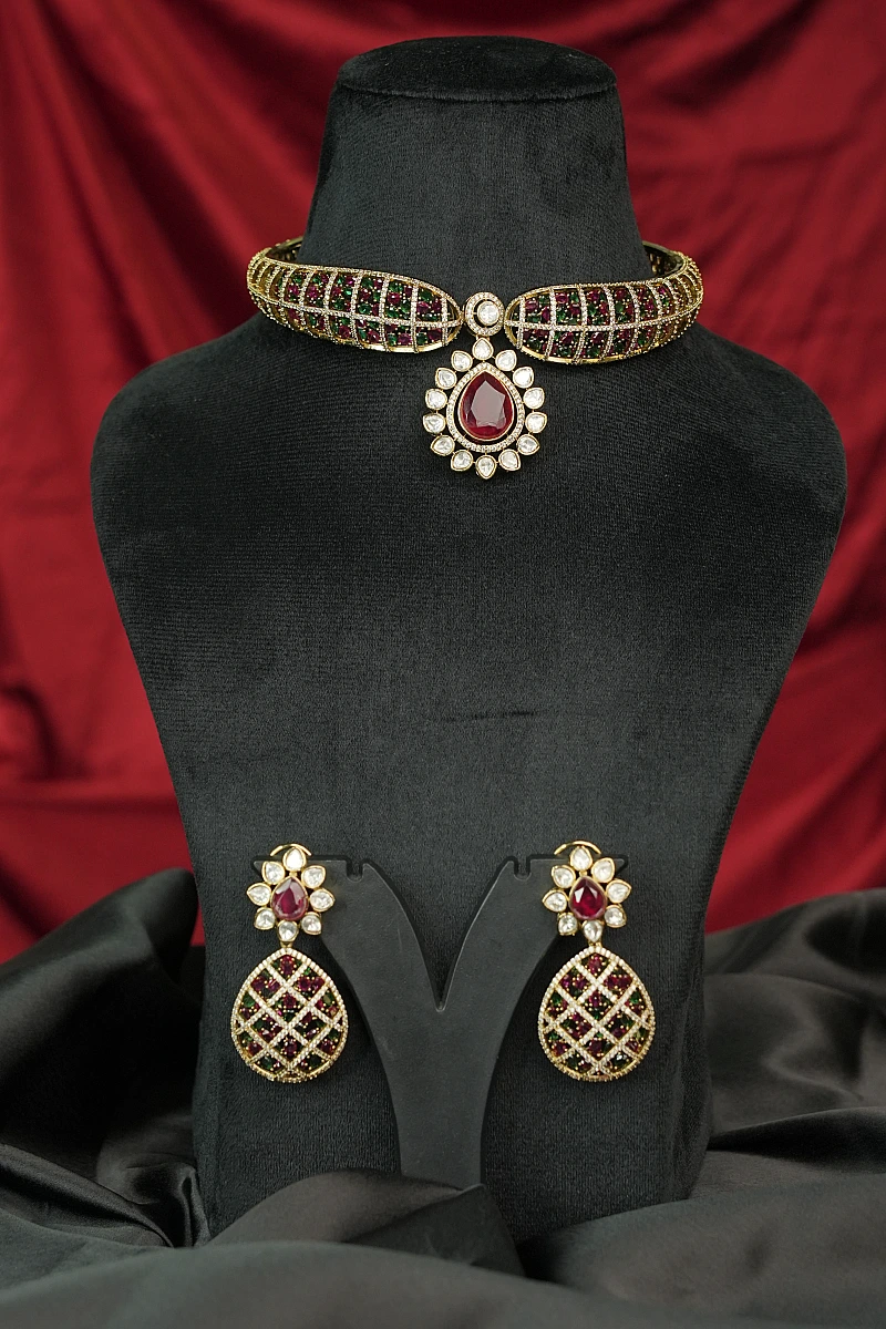 Elegant Moissanite Necklace Set with Matching Earrings