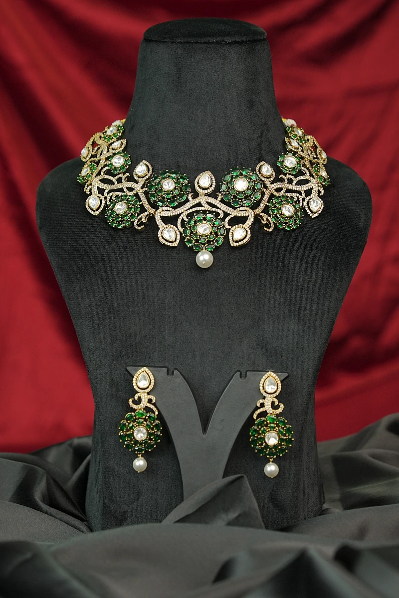Elegant Moissanite Necklace Set with Matching Earrings