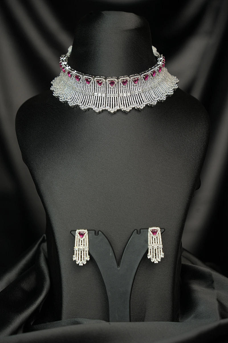 Elegant AD Necklace Set with Matching Earrings