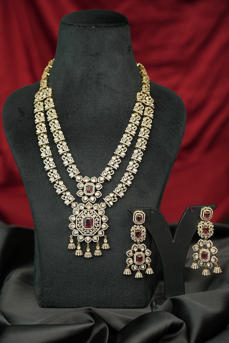 Elegant Moissanite Necklace Set with Matching Earrings