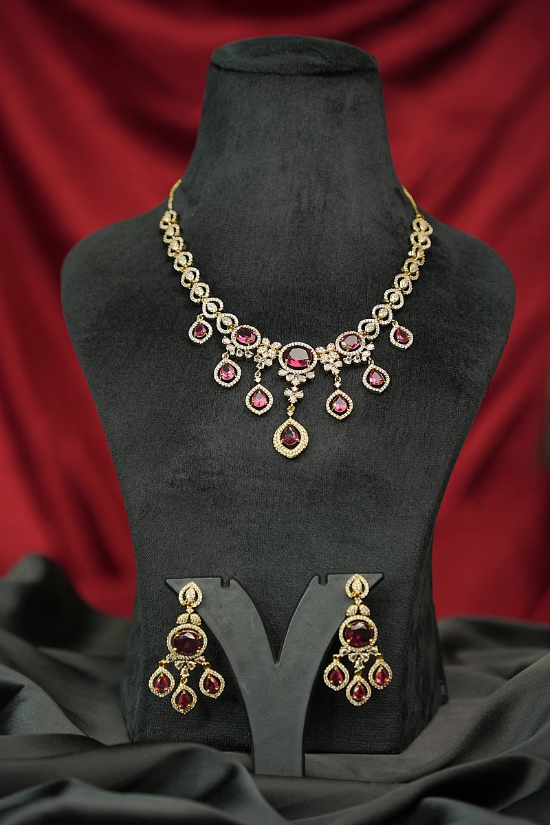 Elegant Moissanite Necklace Set with Matching Earrings