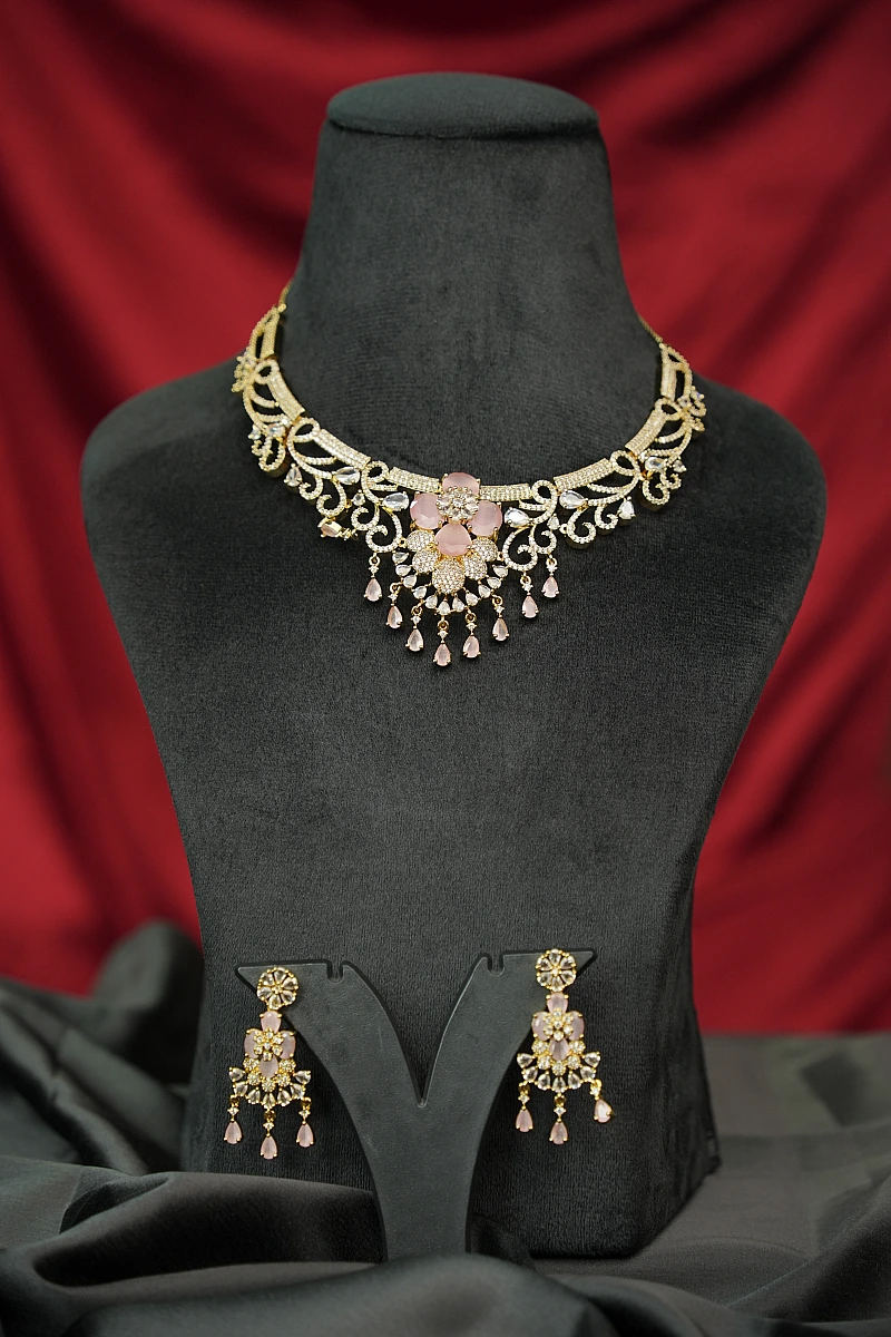 Elegant Moissanite Necklace Set with Matching Earrings