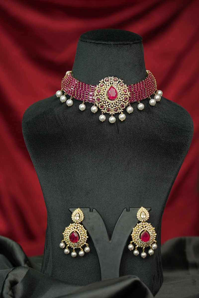 Elegant Moissanite Necklace Set with Matching Earrings