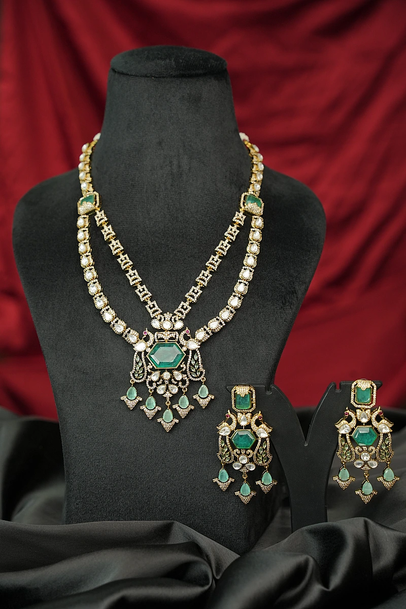 Elegant Moissanite Necklace Set with Matching Earrings