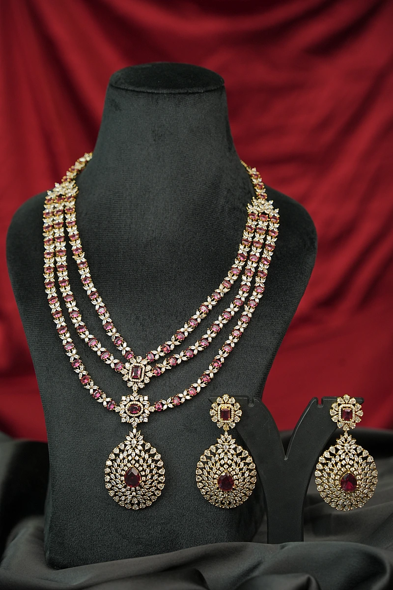 Elegant Moissanite Necklace Set with Matching Earrings