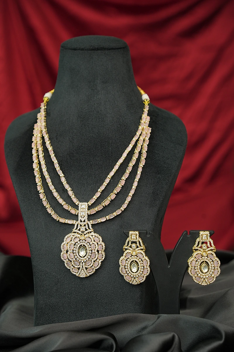 Elegant Moissanite Necklace Set with Matching Earrings