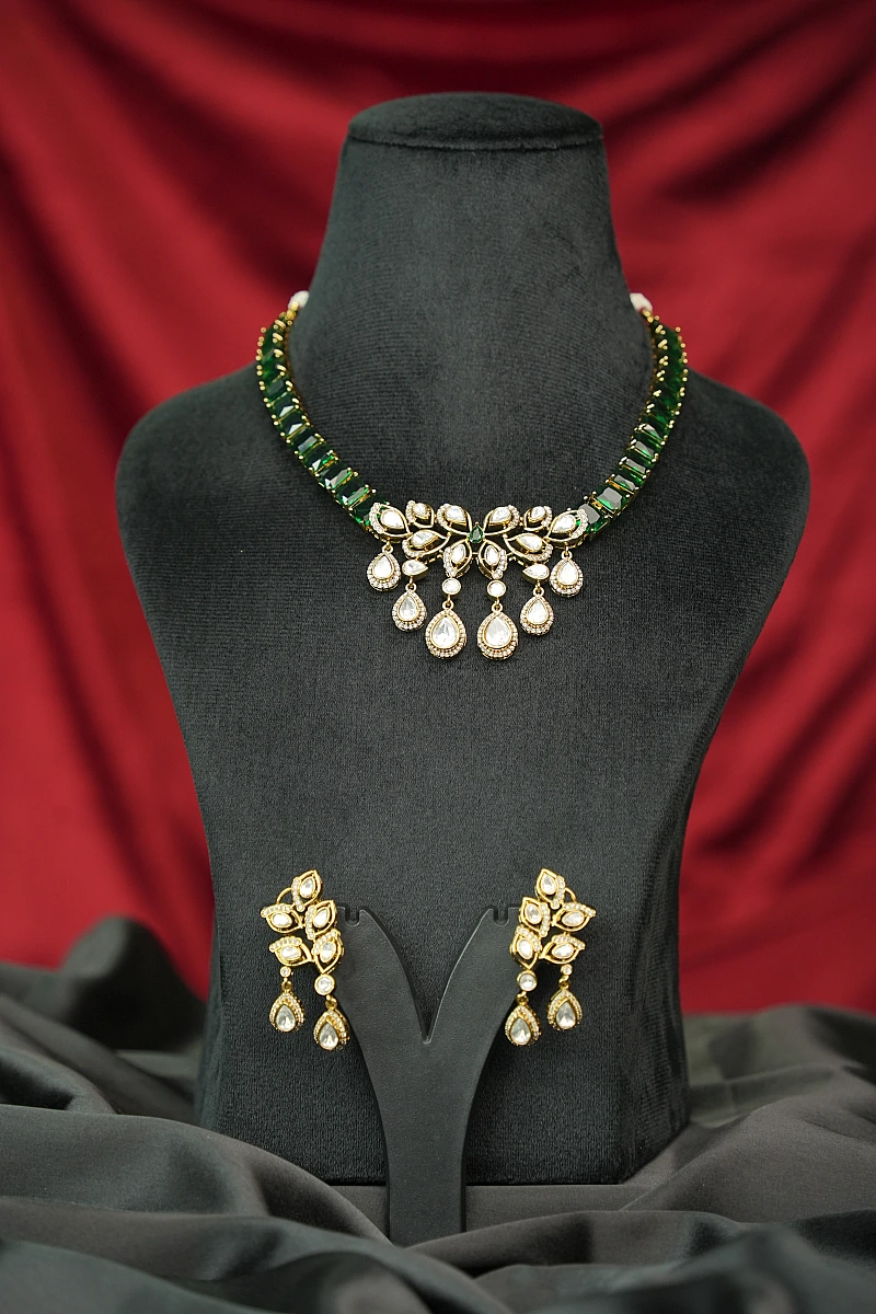 Elegant Moissanite Necklace Set with Matching Earrings