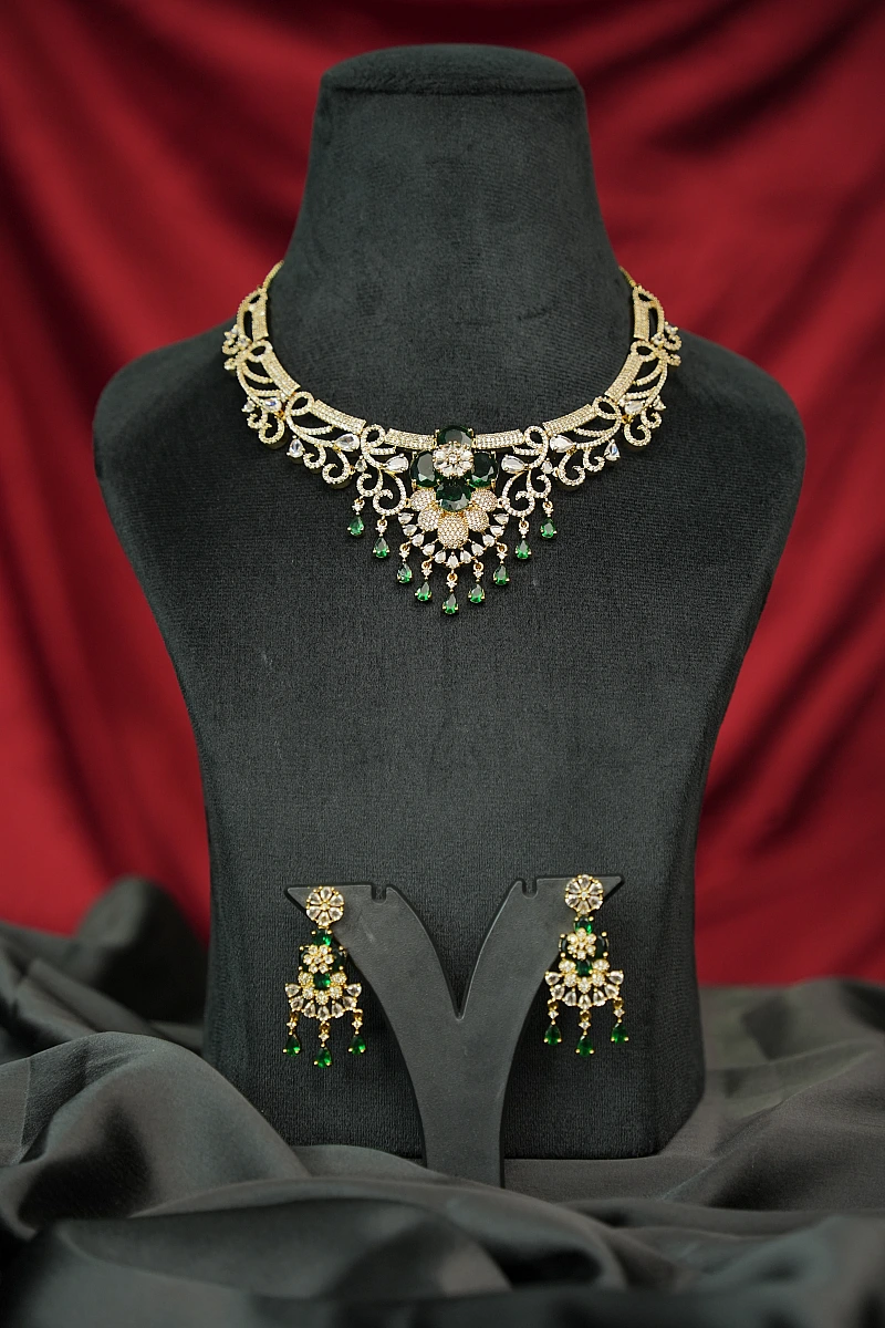 Elegant Moissanite Necklace Set with Matching Earrings