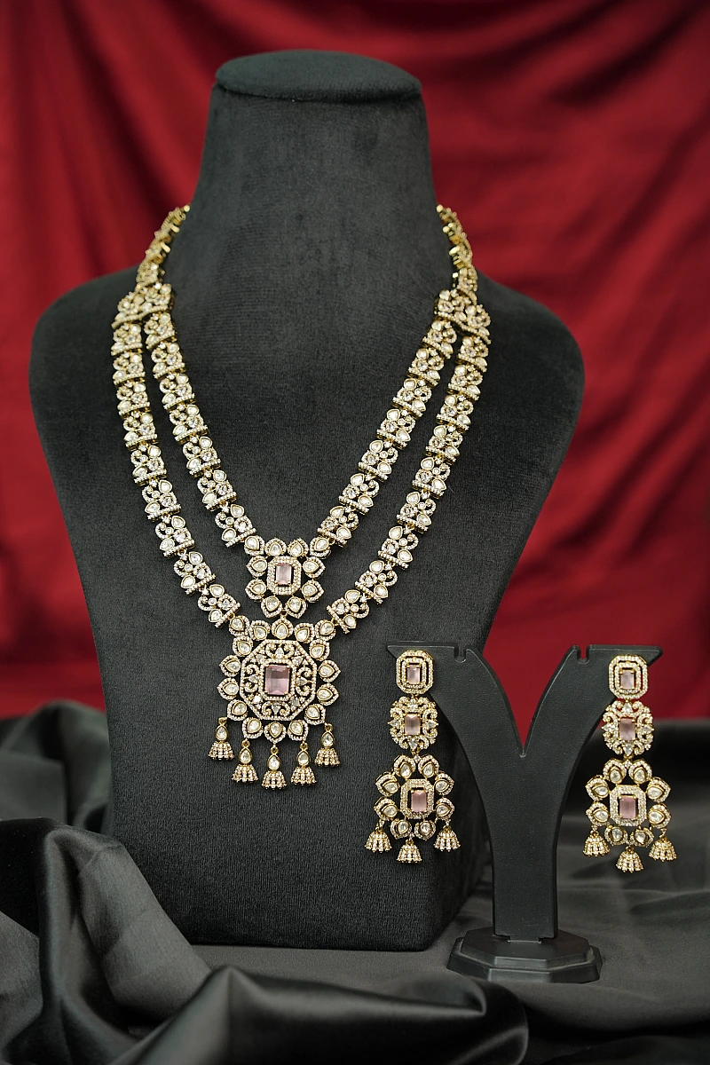 Elegant Moissanite Necklace Set with Matching Earrings