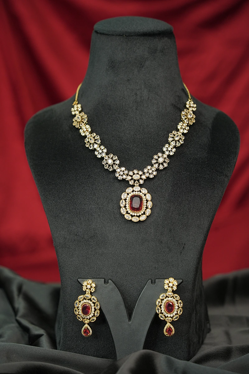 Elegant Moissanite Necklace Set with Matching Earrings