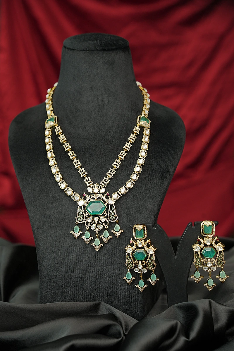 Elegant Moissanite Necklace Set with Matching Earrings