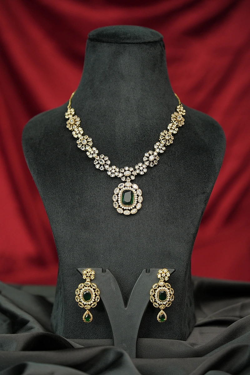 Elegant Moissanite Necklace Set with Matching Earrings