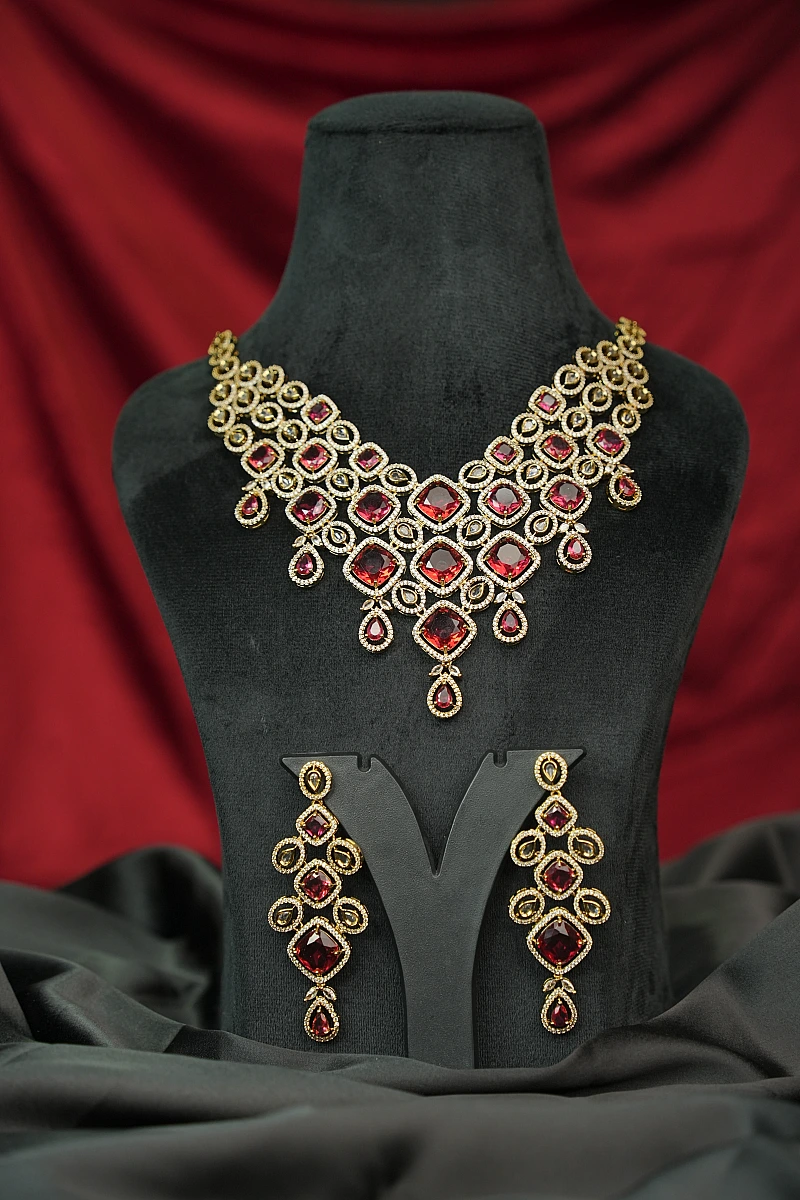 Elegant Moissanite Necklace Set with Matching Earrings