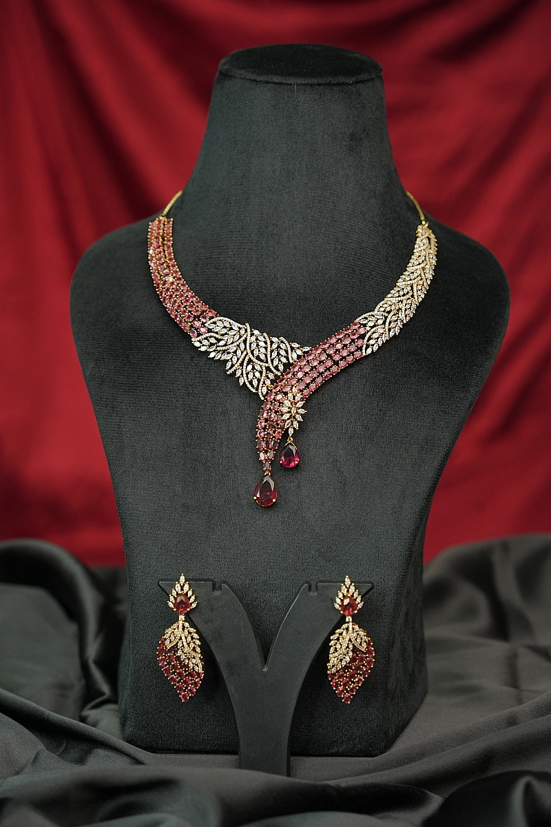 Elegant Moissanite Necklace Set with Matching Earrings