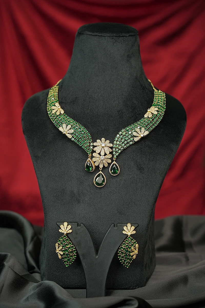 Elegant Moissanite Necklace Set with Matching Earrings