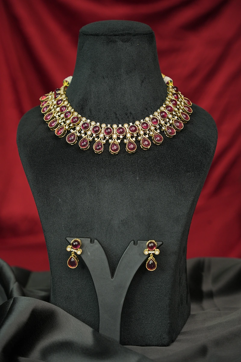 Elegant Moissanite Necklace Set with Matching Earrings