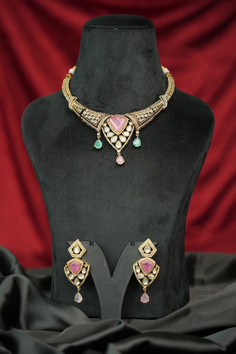 Elegant Moissanite Necklace Set with Matching Earrings